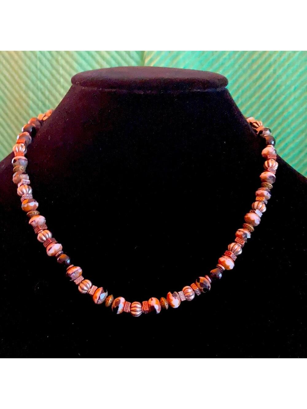20” black & gold Czech glass necklace